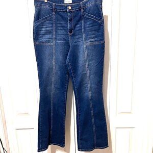 Nicole Miller New York-Soho High Rise Flare Women's Size 14 Jeans/Denim-Pleats